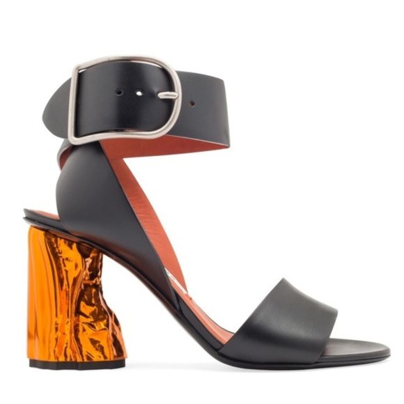 Acne Obin Leather Heel Sandals Sz 38 $625 - Picture 1 of 7